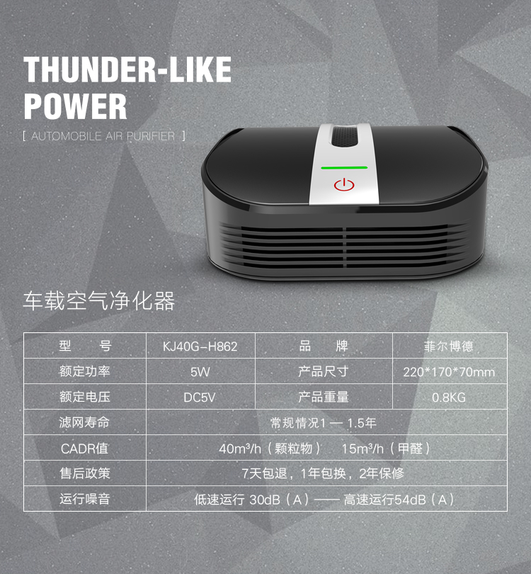 菲尔博德雷霆车载净化器-车载空气净化器